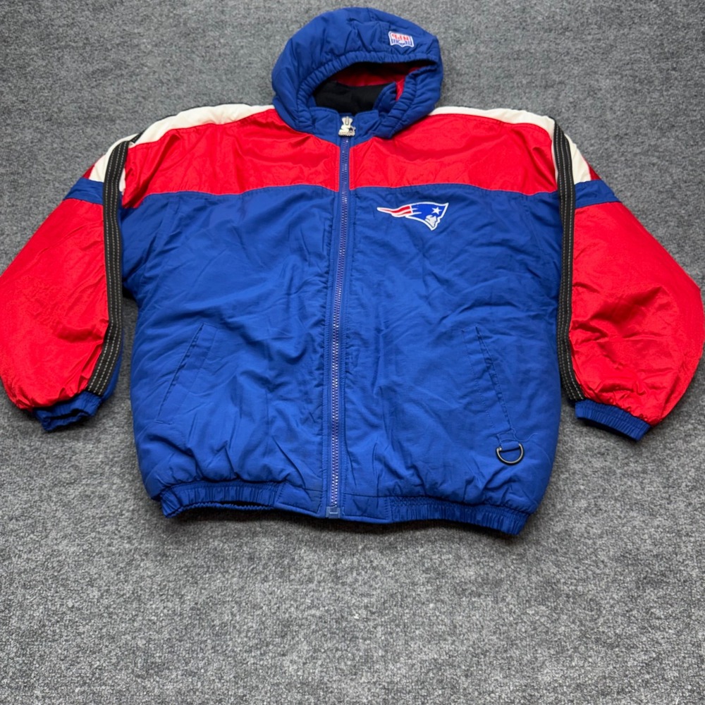 Vintage Starter NFL New England Patriots Puffer Jacket Blue Red Mens Large